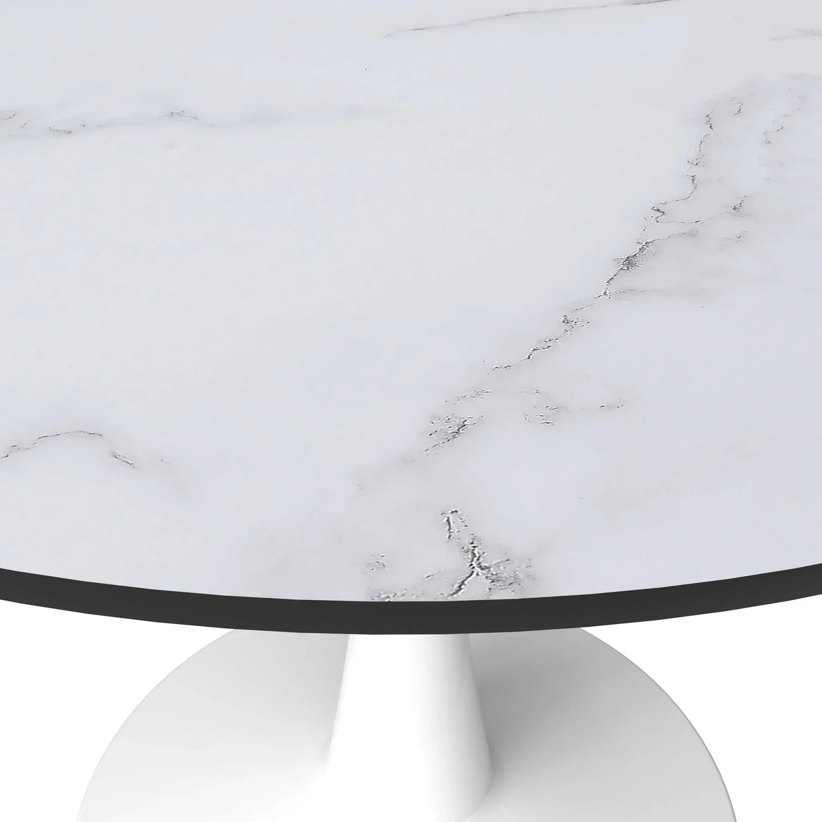 Bristol 40" Round Dining Table with MDF Wood Tabletop in White Steel - Elax Furniture