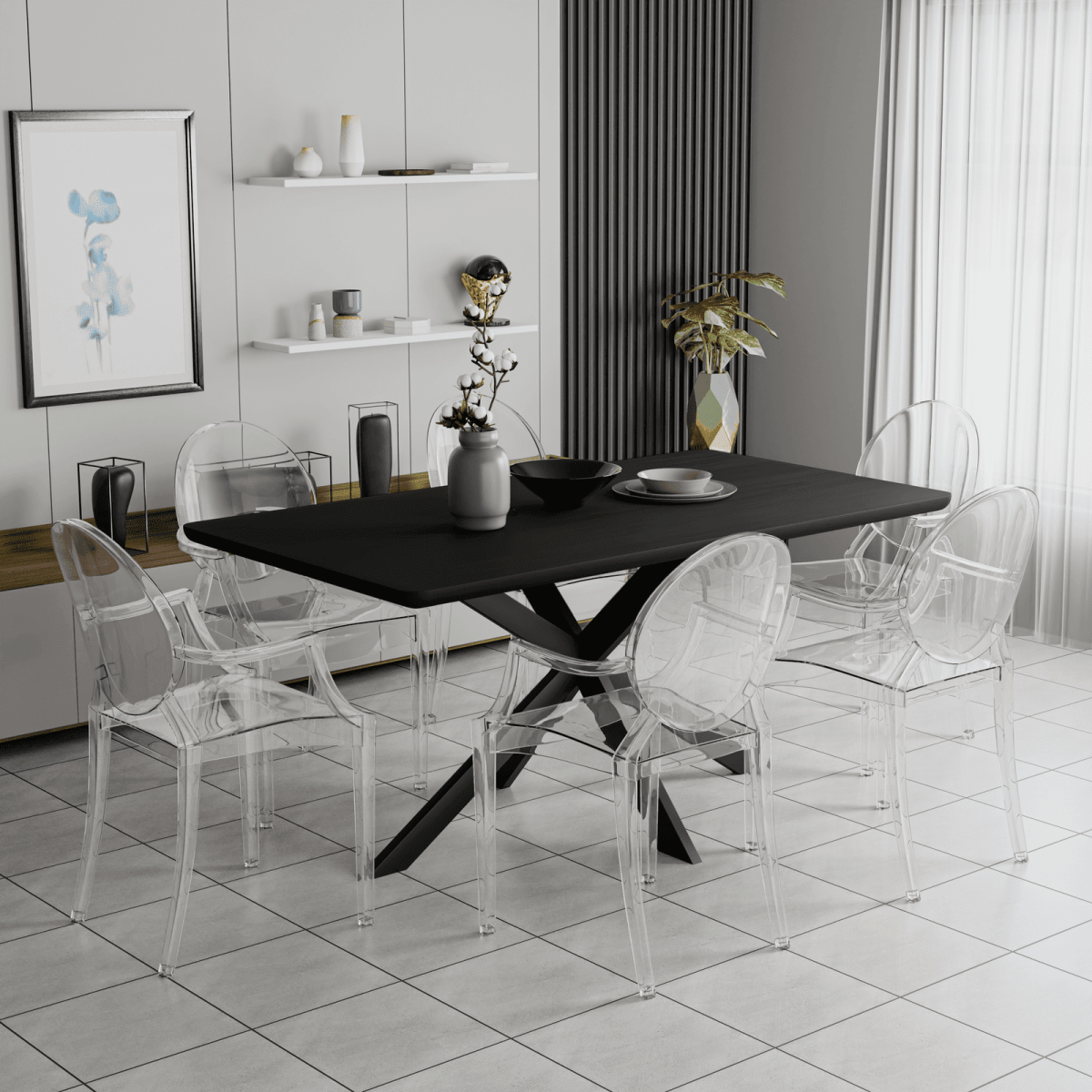 Carroll Modern Acrylic Dining Armchair Clear Dining Chair Leisuremod