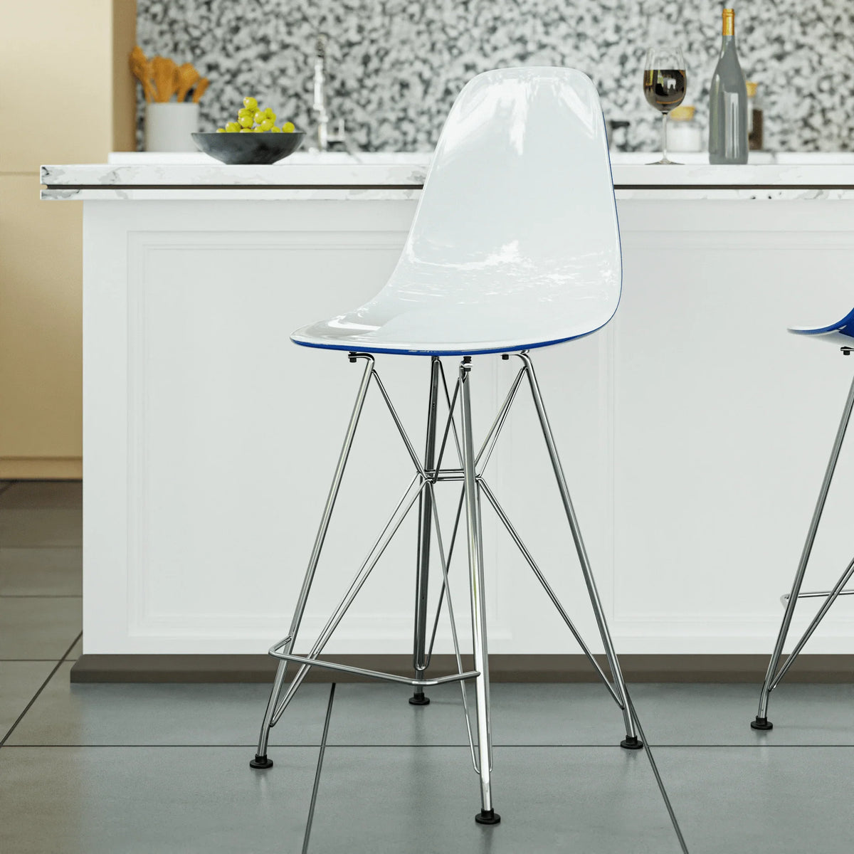 Cresco Modern Acrylic Barstool in Chrome Base for Kitchen and Dining Room - Elax Furniture