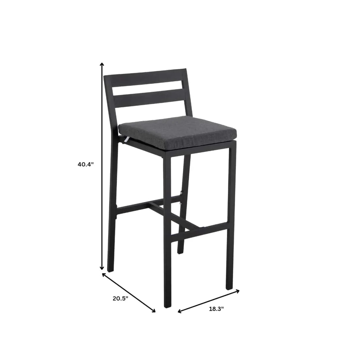 Chelsea Modern Patio Bar Chair in Powder-Coated Aluminum with Removable Cushion - Elax Furniture