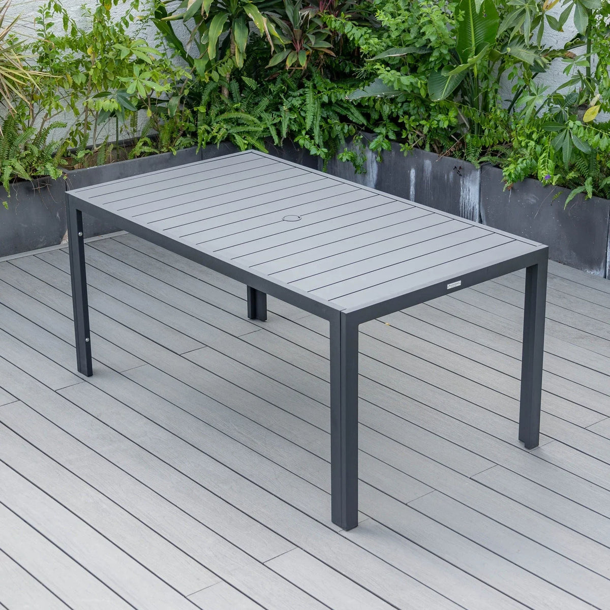 Chelsea 7-Piece Modern Outdoor Dining Set in Black Aluminum with Removable Cushions - Elax Furniture
