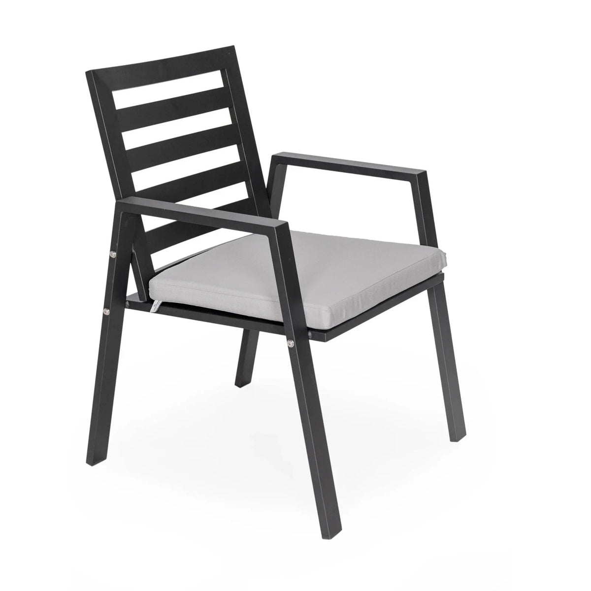Chelsea 7-Piece Modern Outdoor Dining Set in Black Aluminum with Removable Cushions - Elax Furniture