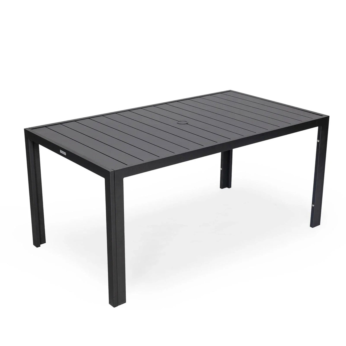 Chelsea 7-Piece Modern Outdoor Dining Set in Black Aluminum with Removable Cushions - Elax Furniture