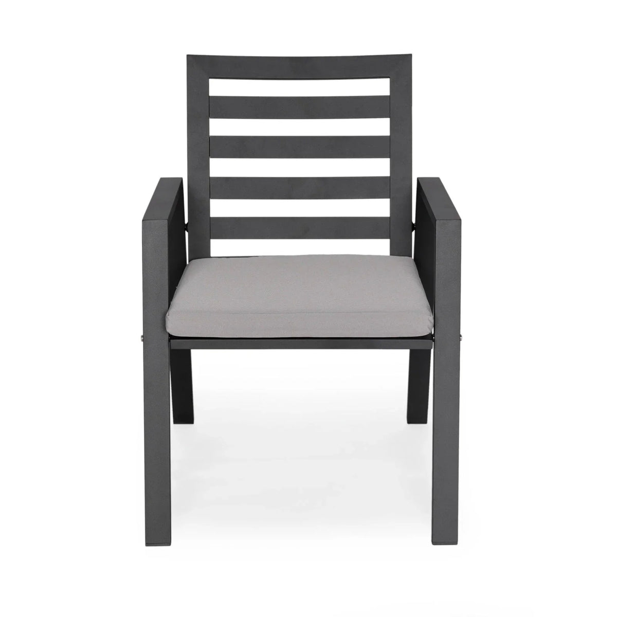 Chelsea 7-Piece Modern Outdoor Dining Set in Black Aluminum with Removable Cushions - Elax Furniture