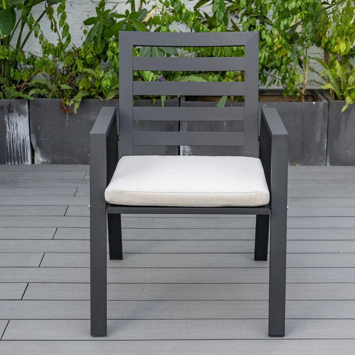 Chelsea 9-Piece Modern Outdoor Dining Set in Black Aluminum with Removable Cushions - Elax Furniture