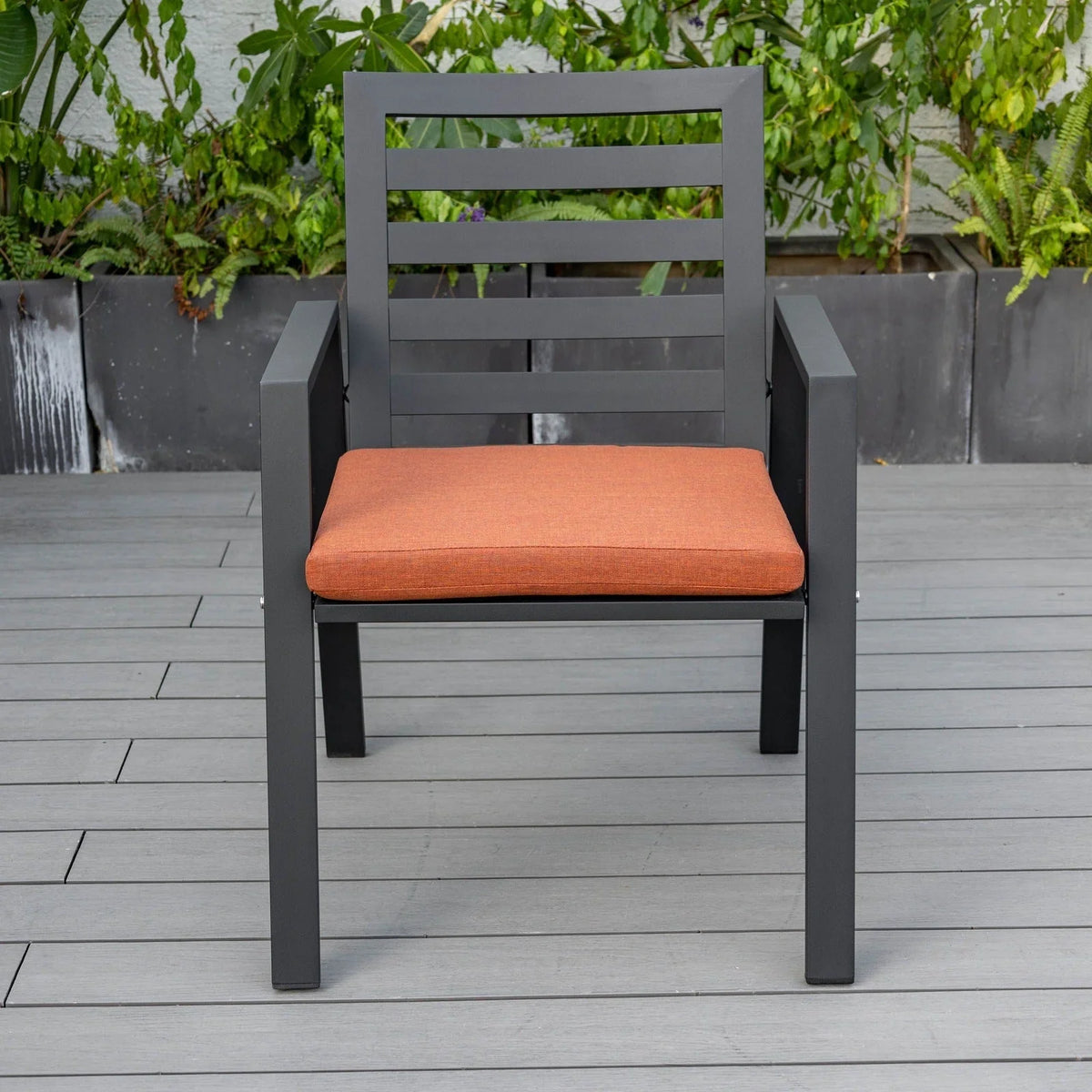 Chelsea 9-Piece Modern Outdoor Dining Set in Black Aluminum with Removable Cushions - Elax Furniture
