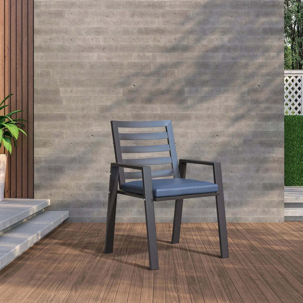 Chelsea Modern Aluminum Patio Dining Armchair with Removable Cushions - Elax Furniture