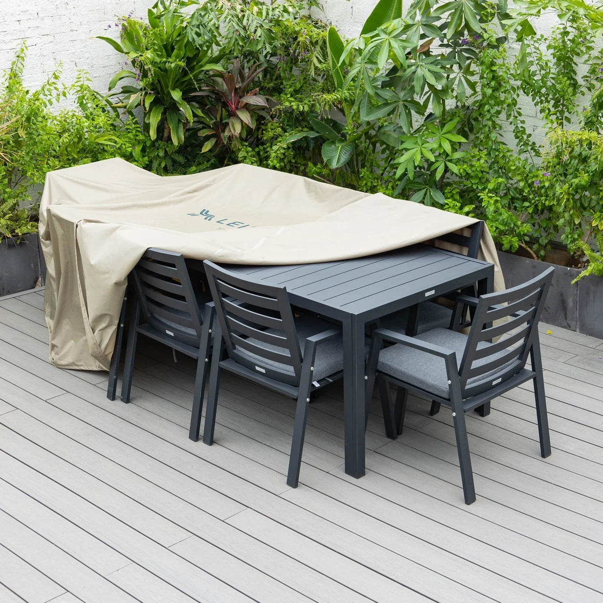 Mid-Century Modern Chelsea Rectangular Outdoor Furniture Rain Cover for 63" and 87" Patio Dining Set - Elax Furniture