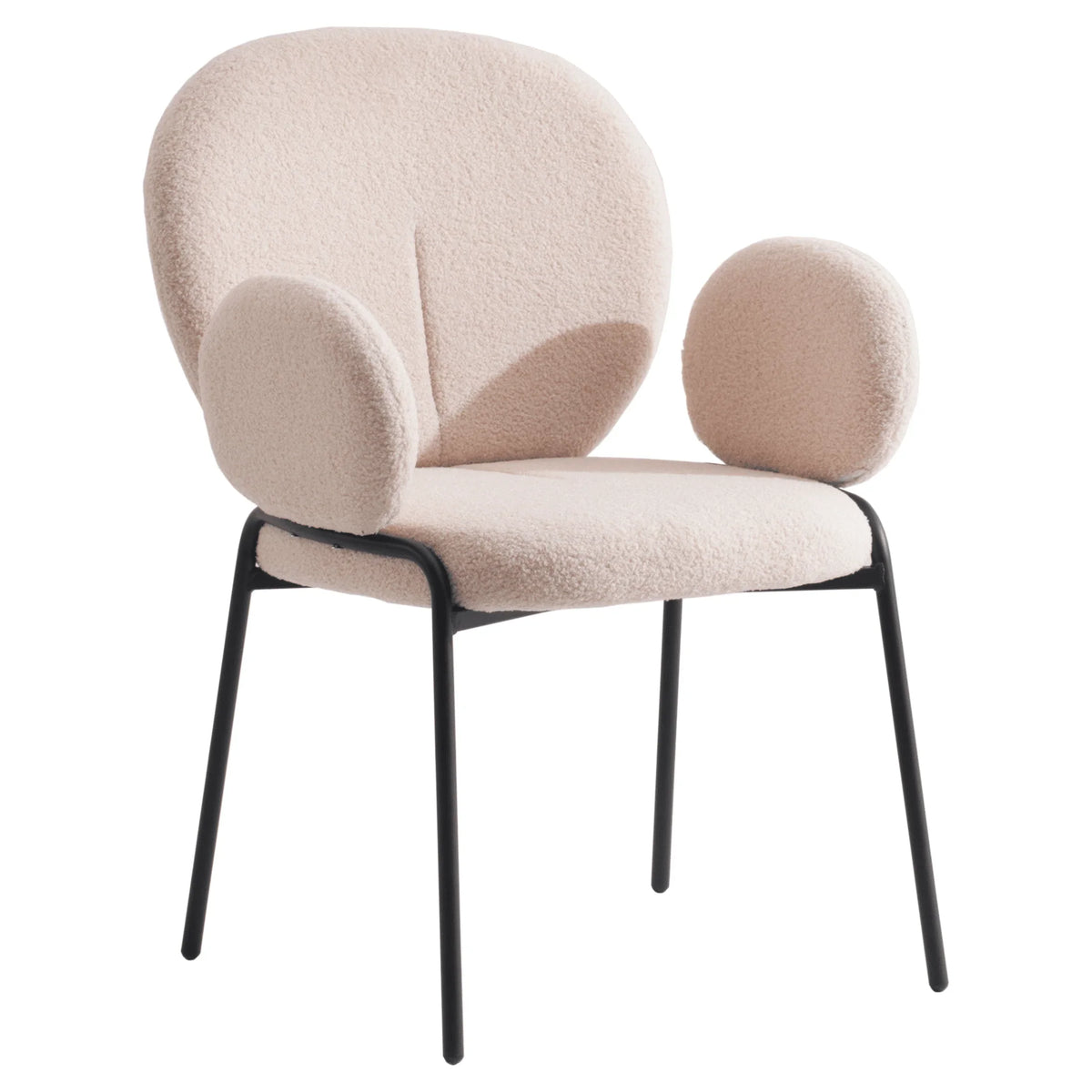 Celestial Modern Boucle Dining Side Chair with Black/White Powder Coated Iron Frame - Elax Furniture