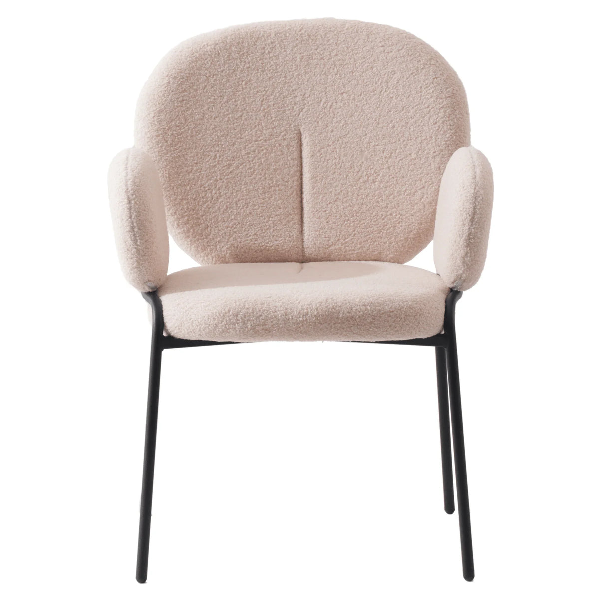 Celestial Modern Boucle Dining Side Chair with Black/White Powder Coated Iron Frame - Elax Furniture