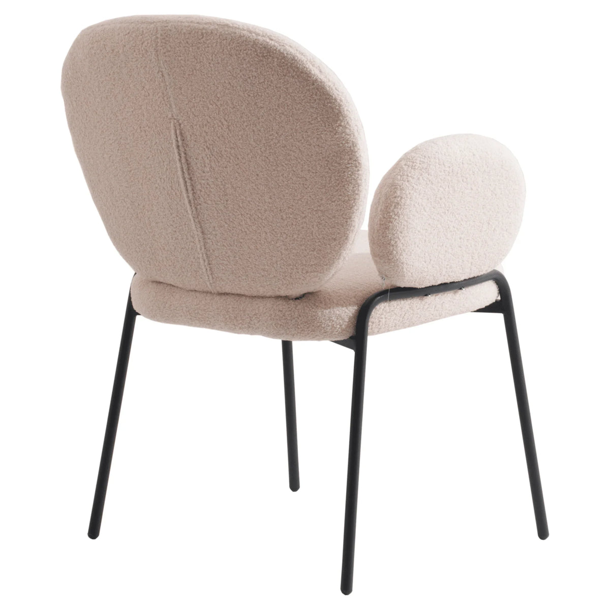 Celestial Modern Boucle Dining Side Chair with Black/White Powder Coated Iron Frame - Elax Furniture