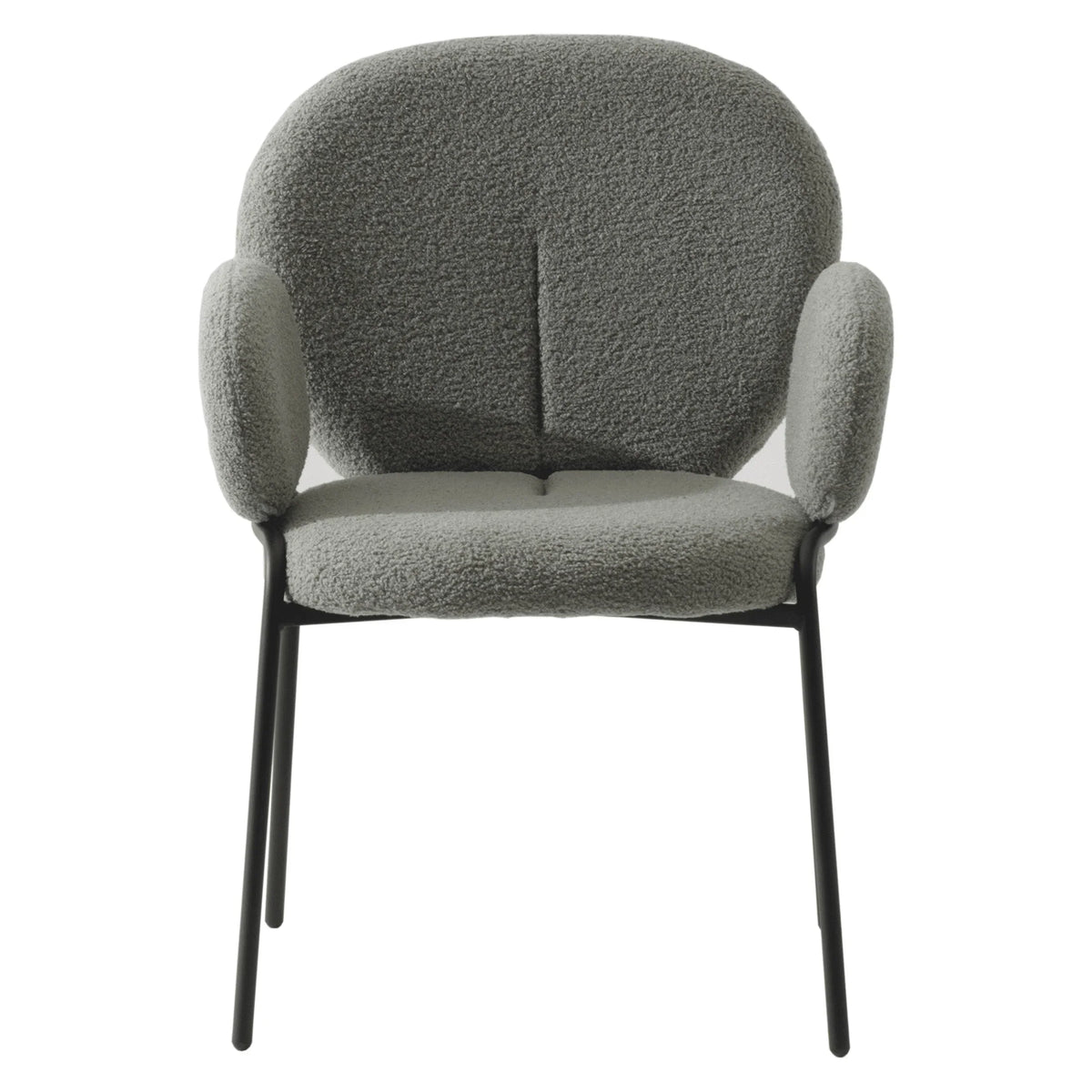 Celestial Modern Boucle Dining Side Chair with Black/White Powder Coated Iron Frame - Elax Furniture