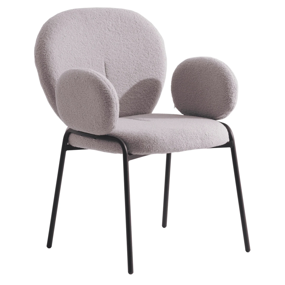 Celestial Modern Boucle Dining Side Chair with Black/White Powder Coated Iron Frame - Elax Furniture