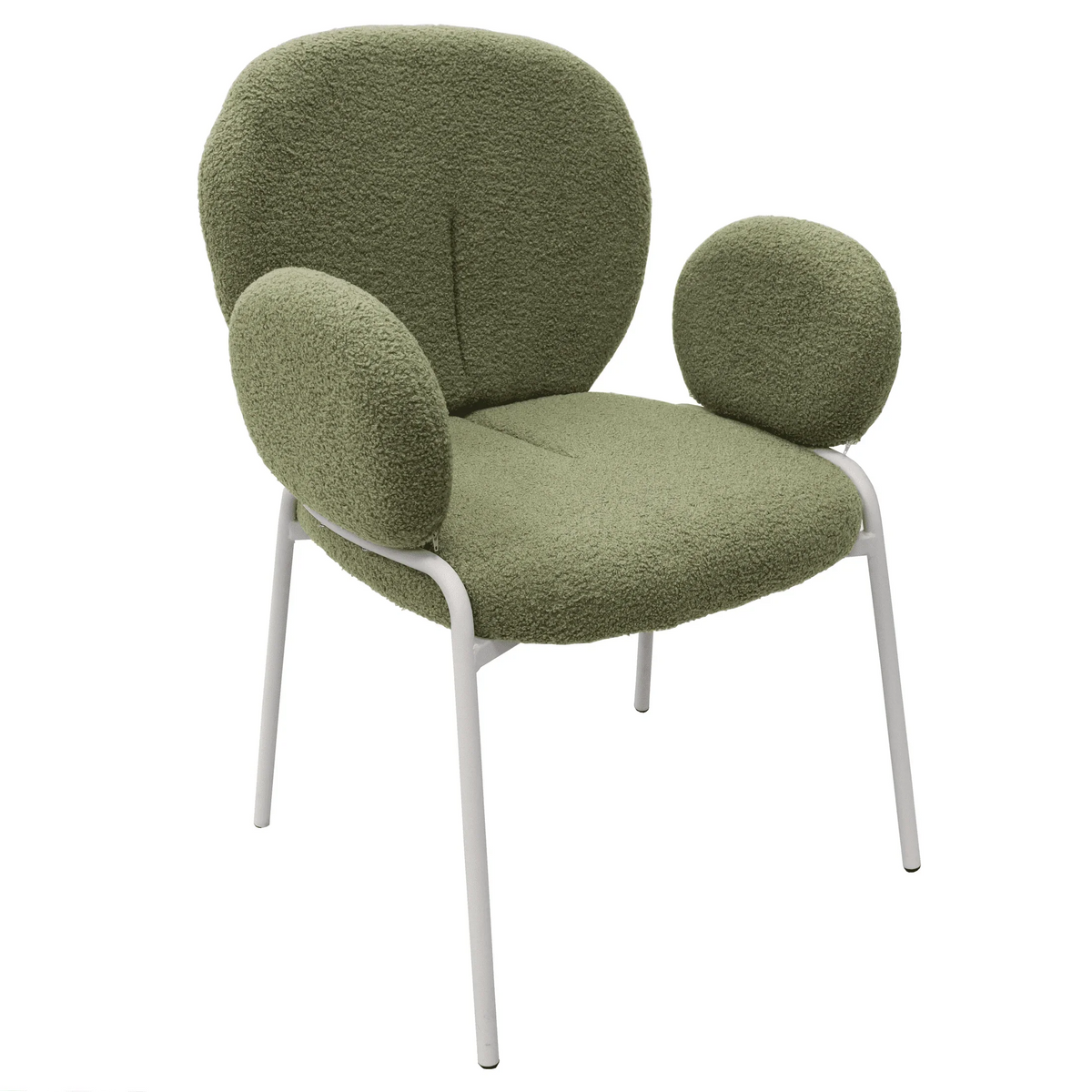 Celestial Modern Boucle Dining Side Chair with Black/White Powder Coated Iron Frame - Elax Furniture