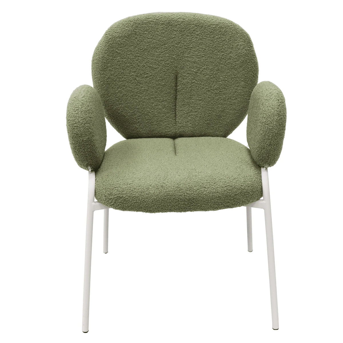 Celestial Modern Boucle Dining Side Chair with Black/White Powder Coated Iron Frame - Elax Furniture