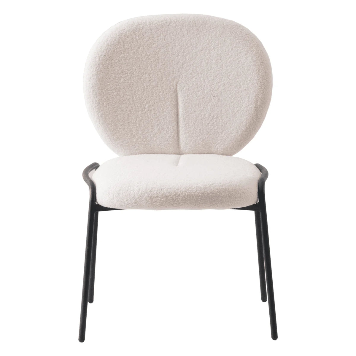 Celestial Modern Boucle Dining Side Chair with Black/White Powder Coated Iron Frame - Elax Furniture