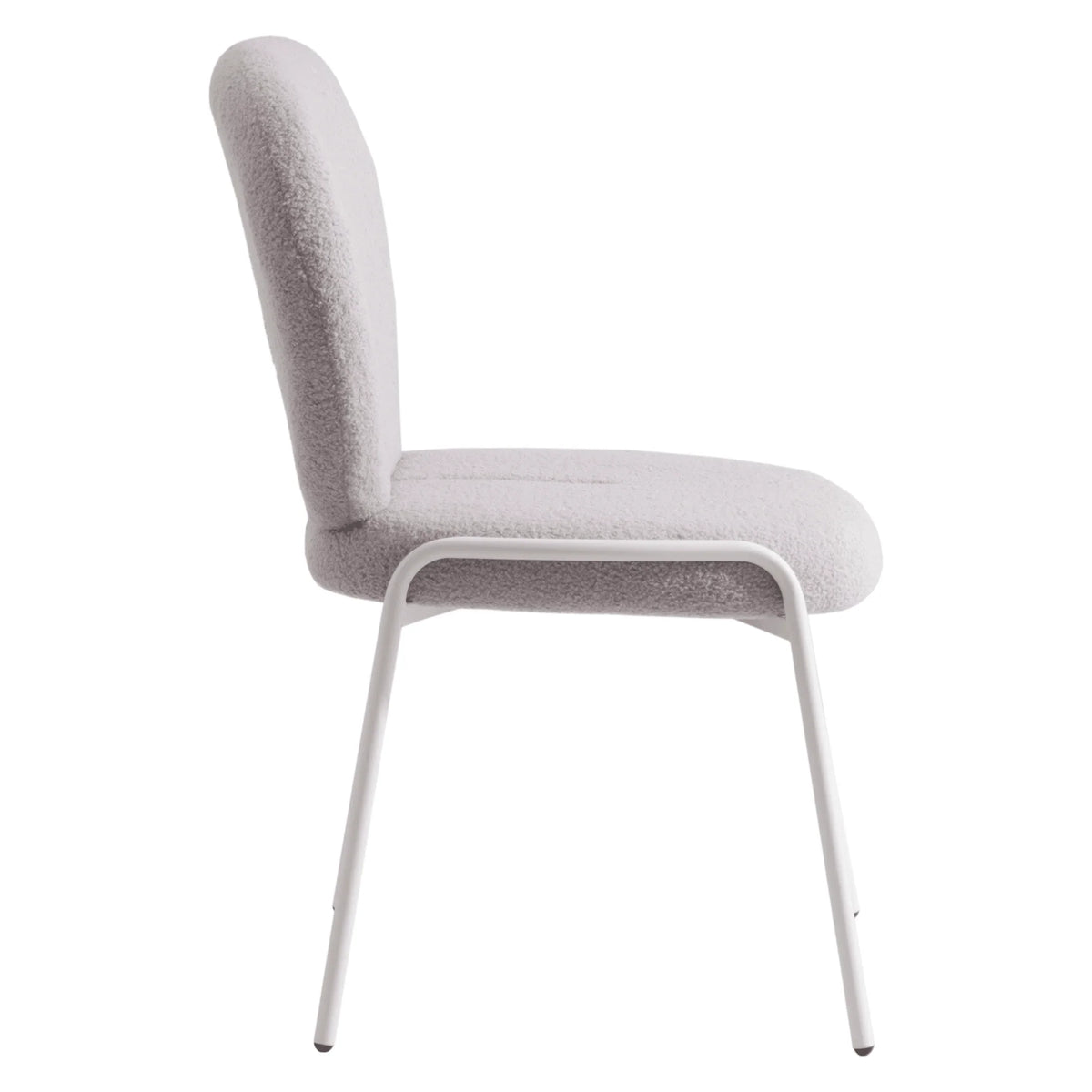 Celestial Modern Boucle Dining Side Chair with Black/White Powder Coated Iron Frame - Elax Furniture