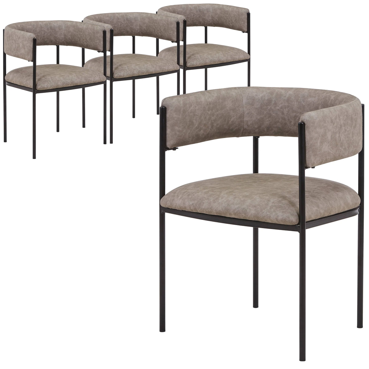 Cyril Dining Chair in Leather or Velvet with Open Back Design and Powder-Coated Iron Frame - Elax Furniture