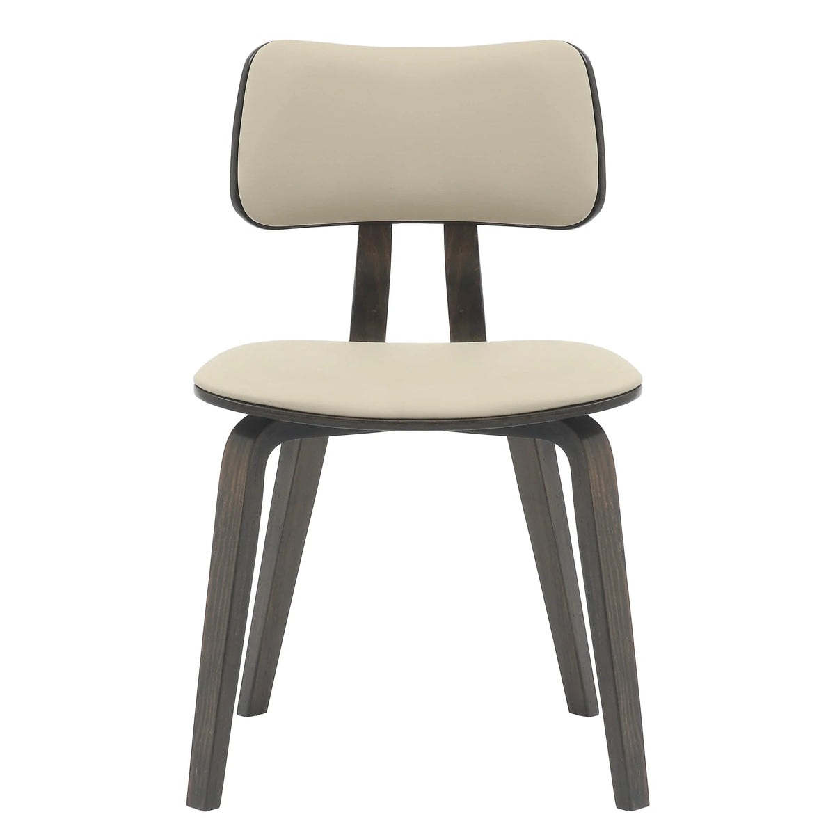 Fynix 5-Piece Dining Set with Round Wooden Table in Natural Wood and 4 Leather Dining Chairs - Elax Furniture