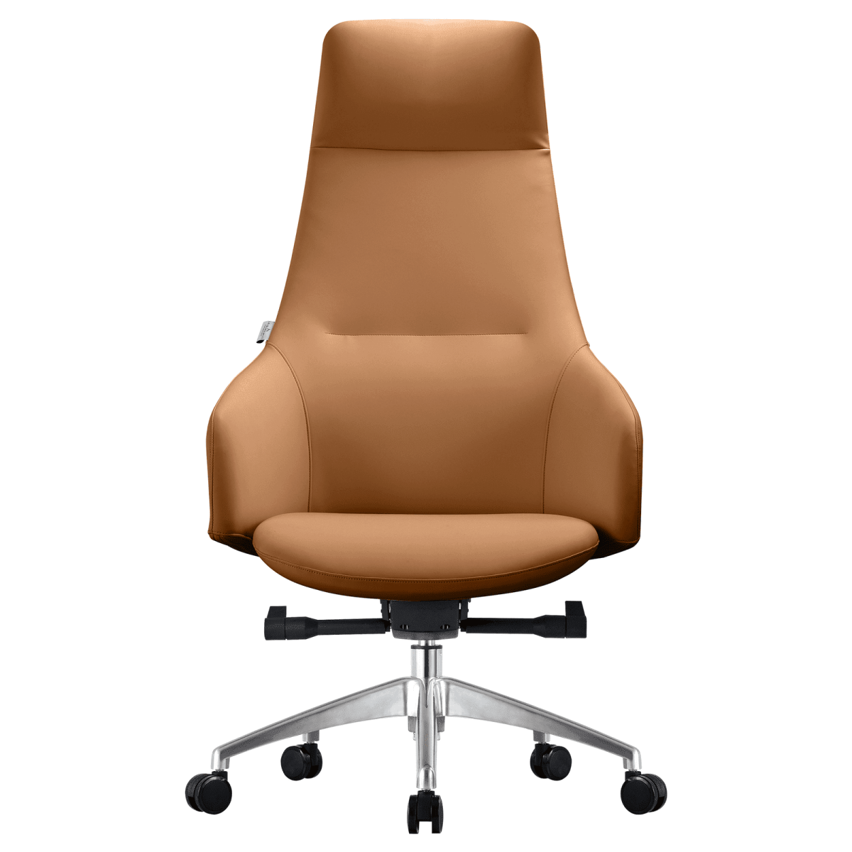 Celeste High-Back Office Chair in Upholstered Leather and Iron Base with Swivel and Tilt White Office Chair Leisuremod