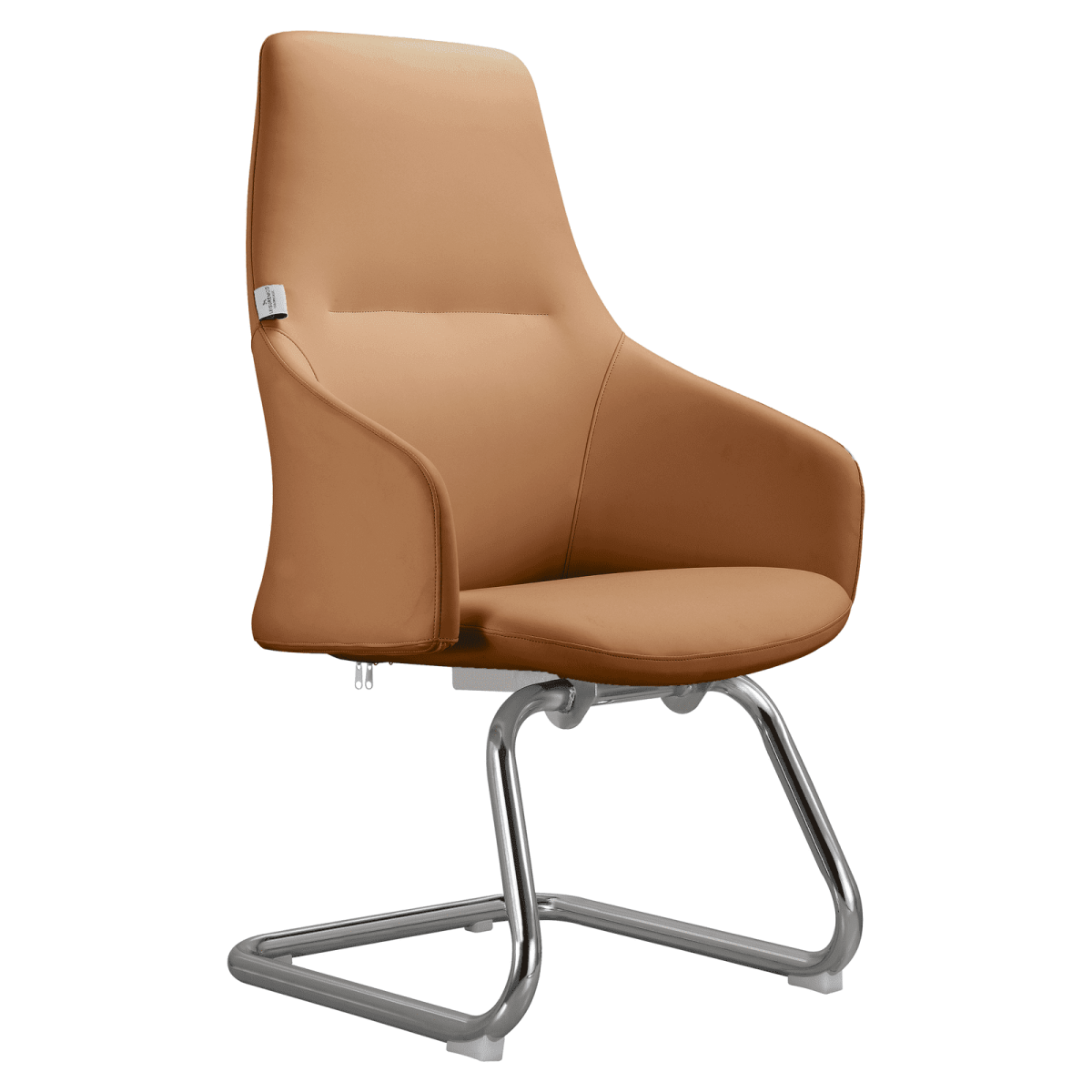 Celeste Leather Conference Office Chair with Upholstered Seat and Armrest White Office Chair Leisuremod