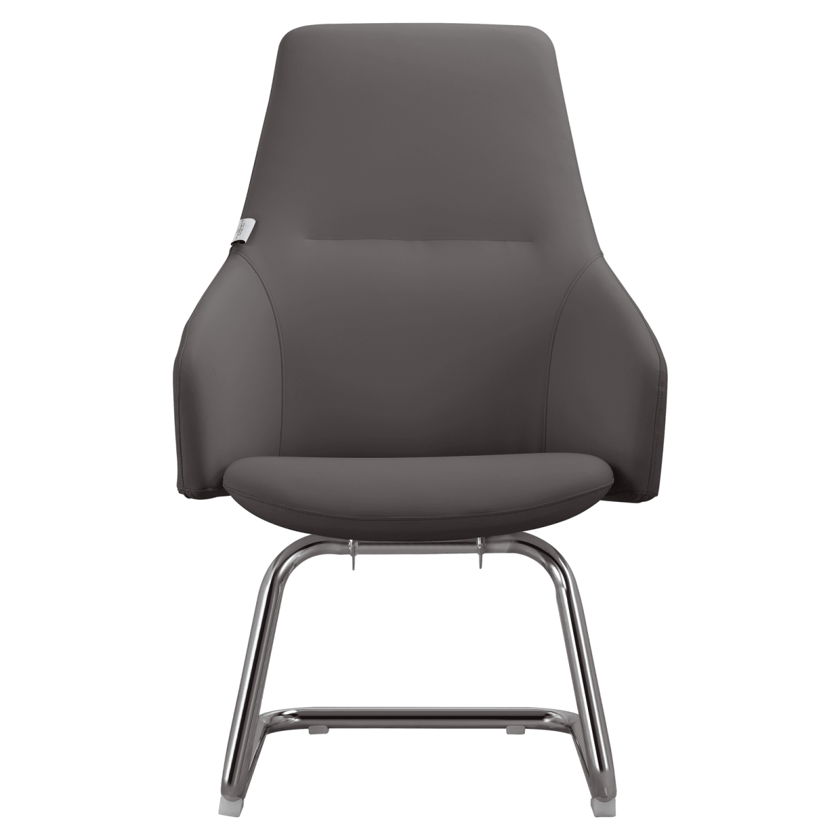 Celeste Leather Conference Office Chair with Upholstered Seat and Armrest White Office Chair Leisuremod