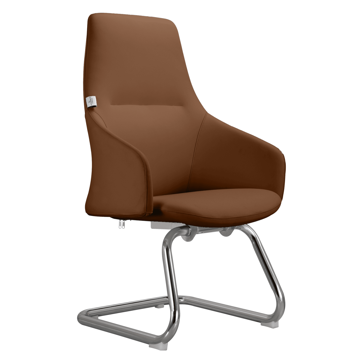 Celeste Leather Conference Office Chair with Upholstered Seat and Armrest White Office Chair Leisuremod