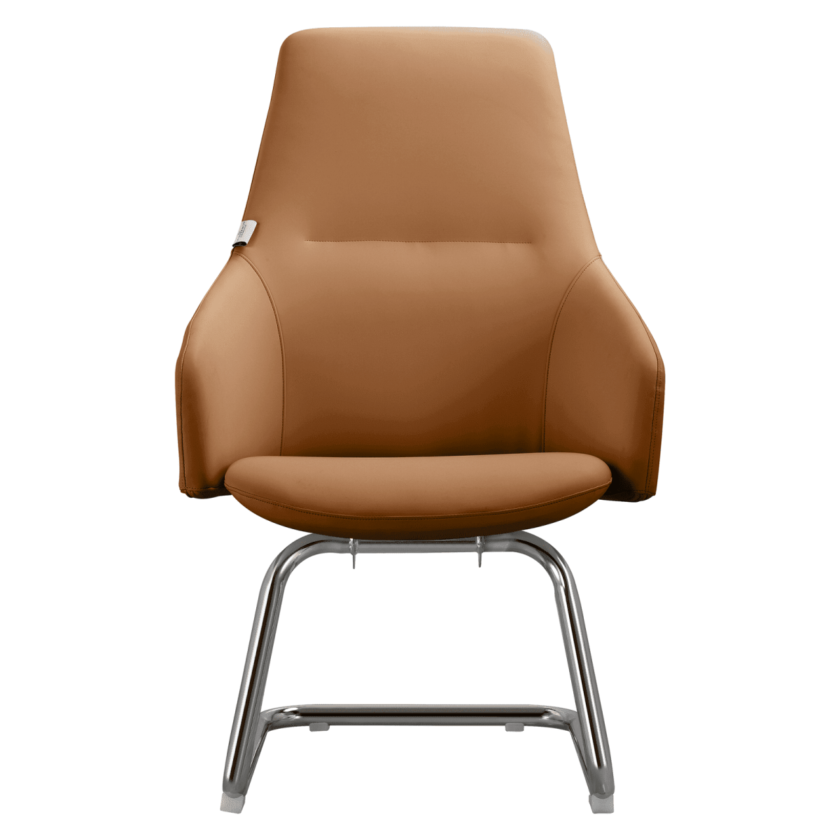 Celeste Leather Conference Office Chair with Upholstered Seat and Armrest White Office Chair Leisuremod