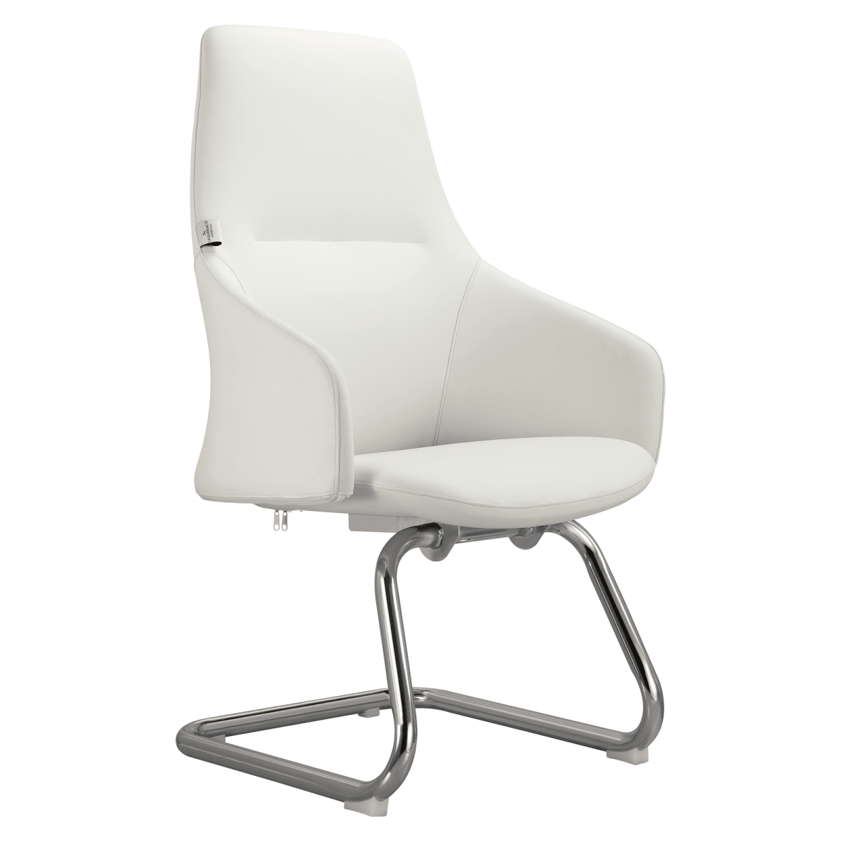 Celeste Leather Conference Office Chair with Upholstered Seat and Armrest White Office Chair Leisuremod