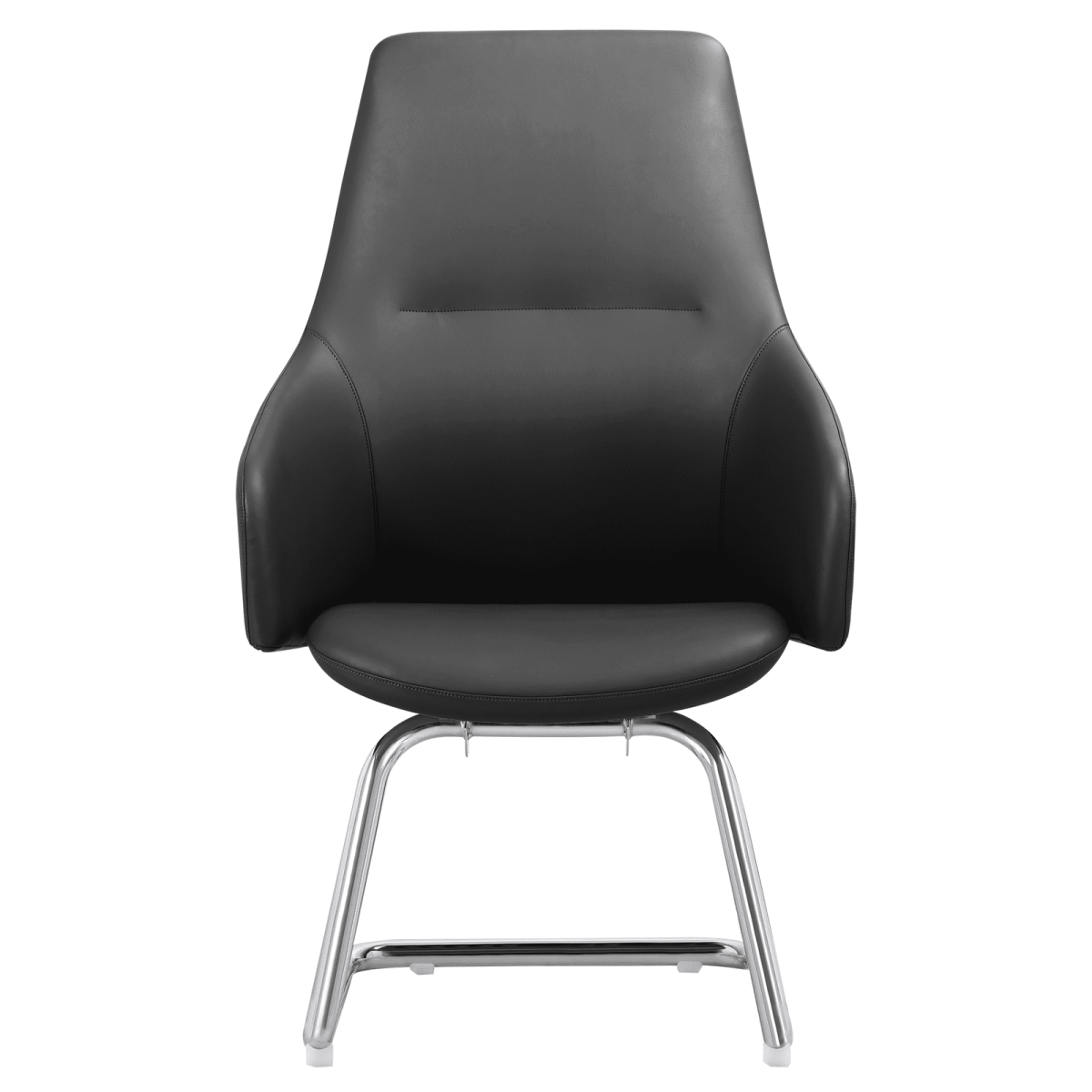 Celeste Leather Conference Office Chair with Upholstered Seat and Armrest White Office Chair Leisuremod