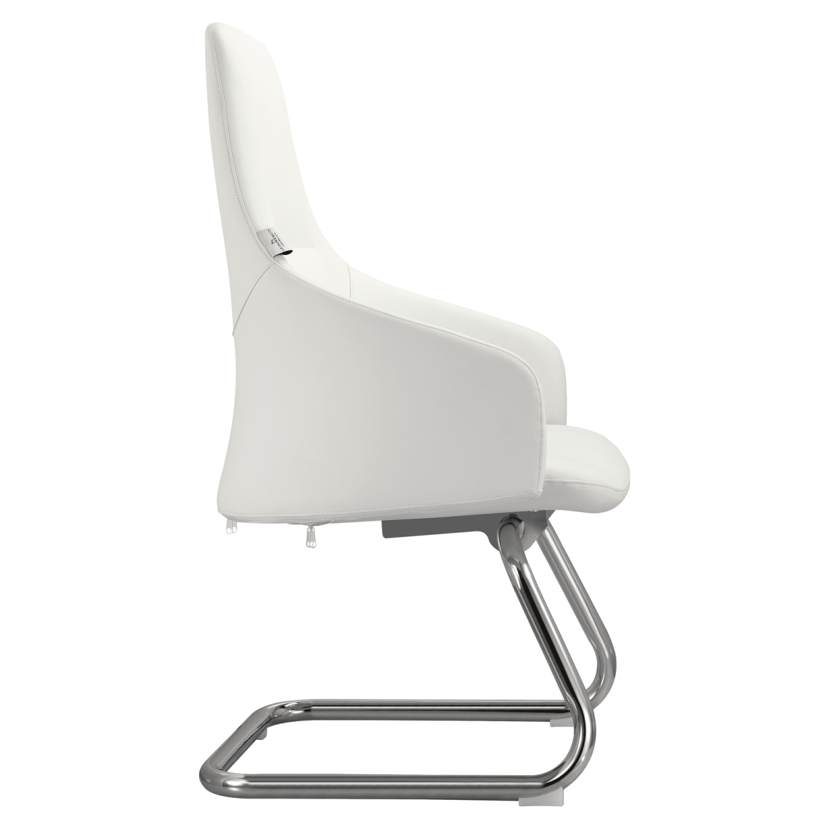 Celeste Leather Conference Office Chair with Upholstered Seat and Armrest White Office Chair Leisuremod