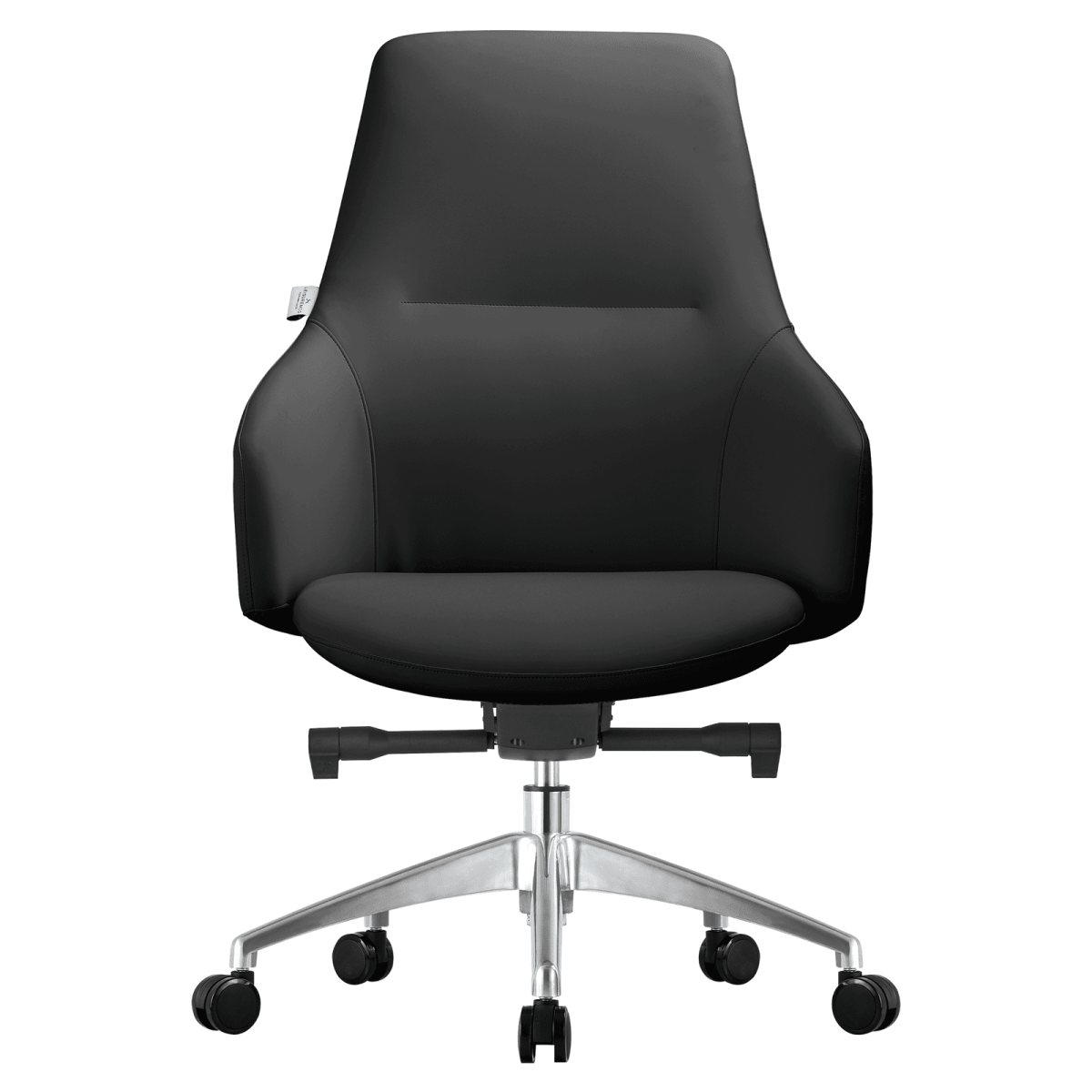 Celeste Office Chair in Upholstered Leather with Swivel and Tilt Waterfall Seat Design Black Office Chair Leisuremod