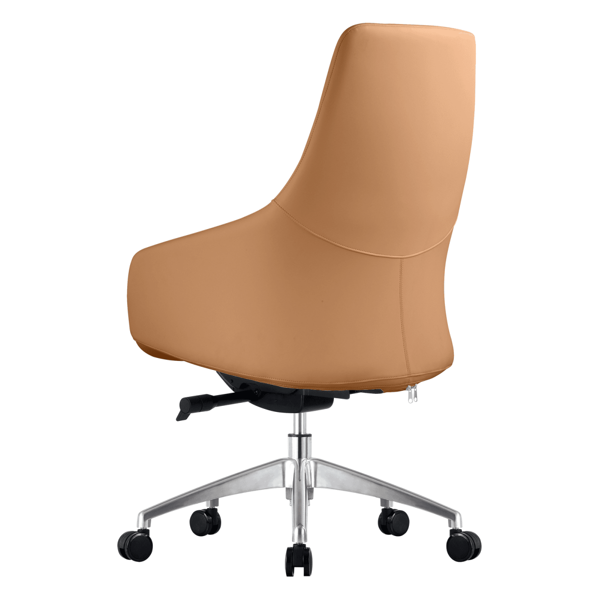 Celeste Office Chair in Upholstered Leather with Swivel and Tilt Waterfall Seat Design Acorn Brown Office Chair Leisuremod