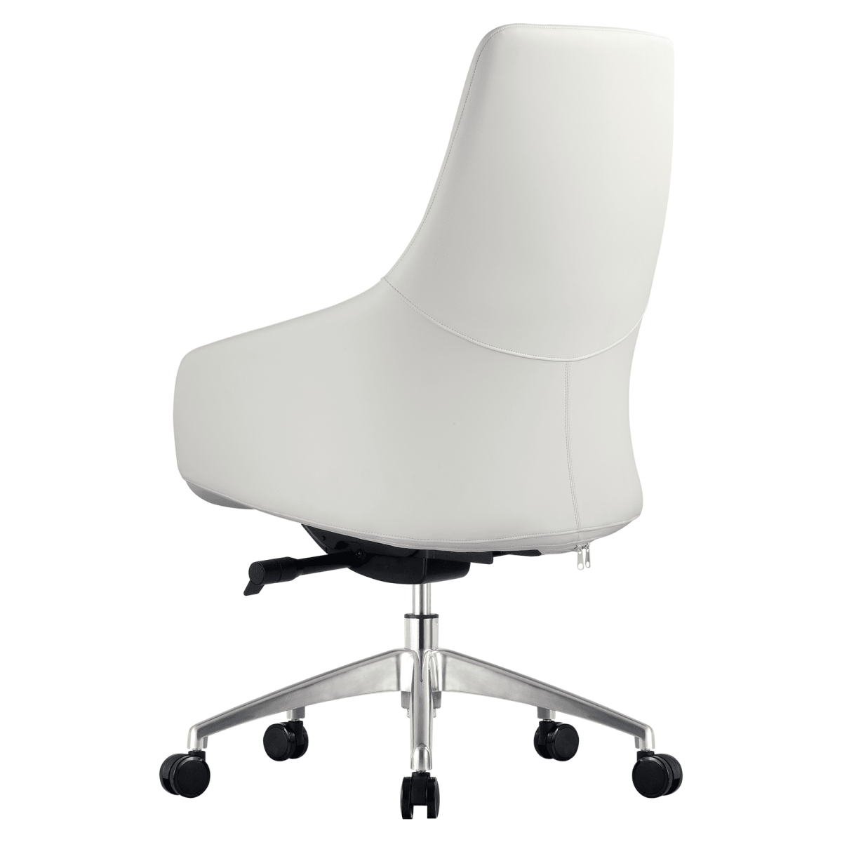 Celeste Office Chair in Upholstered Leather with Swivel and Tilt Waterfall Seat Design White Office Chair Leisuremod