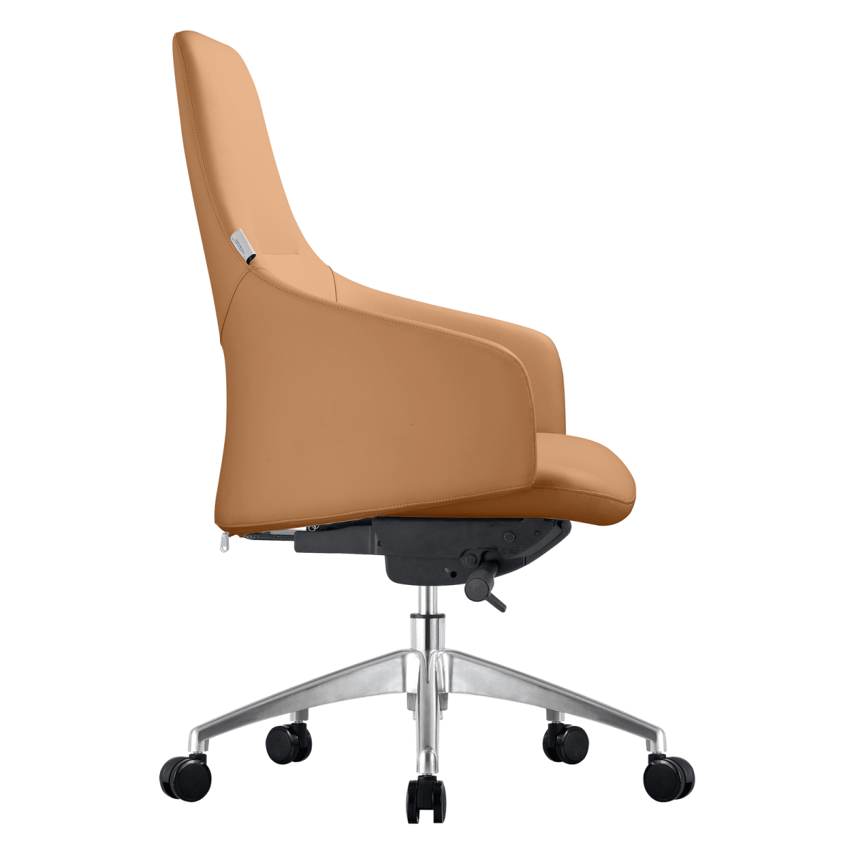 Celeste Office Chair in Upholstered Leather with Swivel and Tilt Waterfall Seat Design Acorn Brown Office Chair Leisuremod