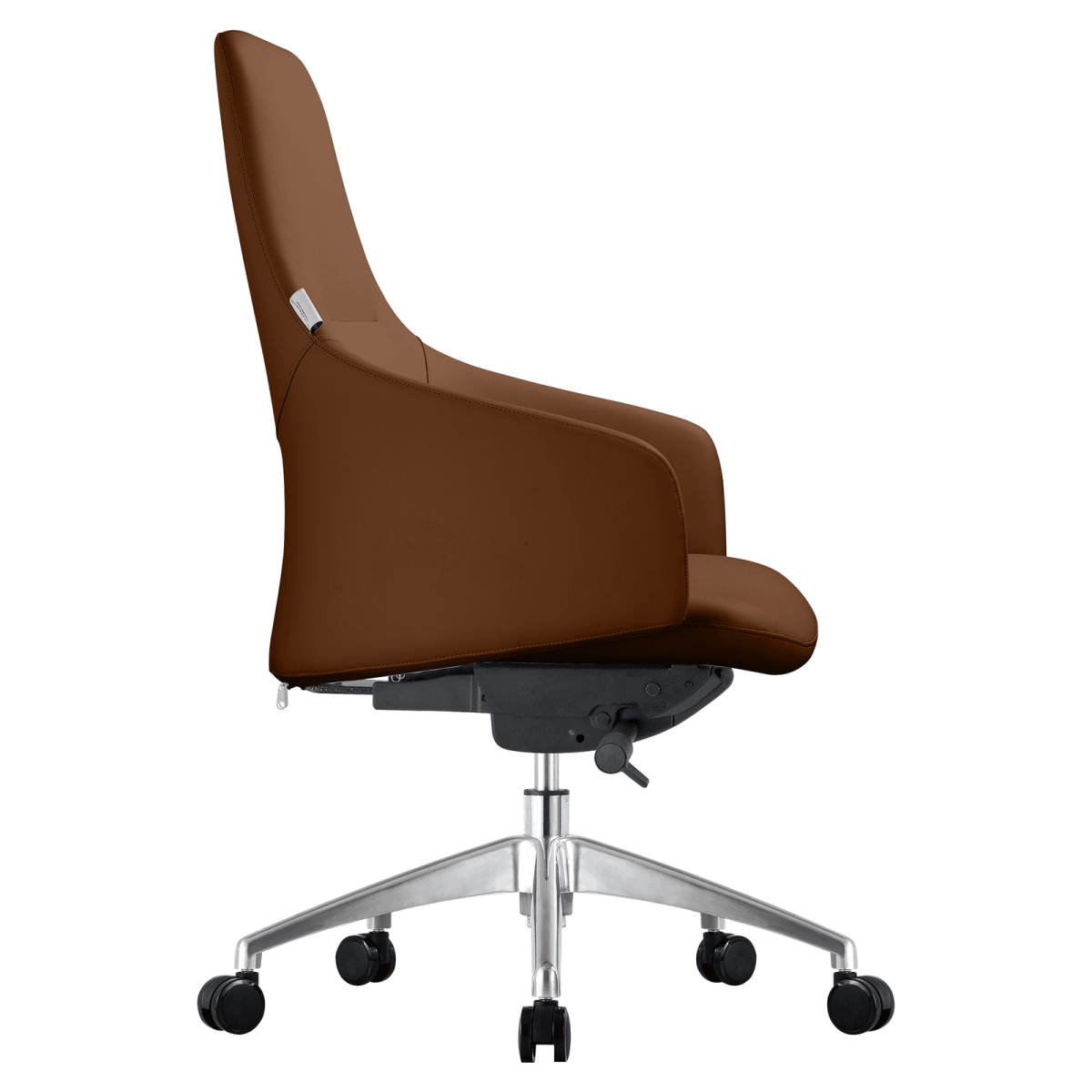 Celeste Office Chair in Upholstered Leather with Swivel and Tilt Waterfall Seat Design Dark Brown Office Chair Leisuremod