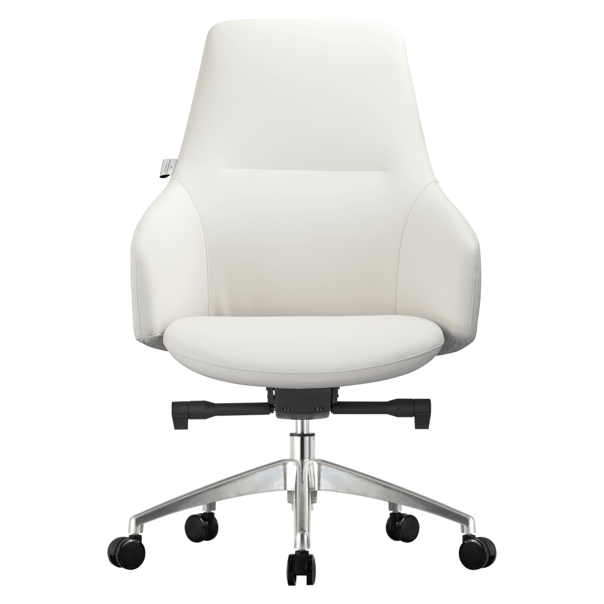 Celeste Office Chair in Upholstered Leather with Swivel and Tilt Waterfall Seat Design White Office Chair Leisuremod