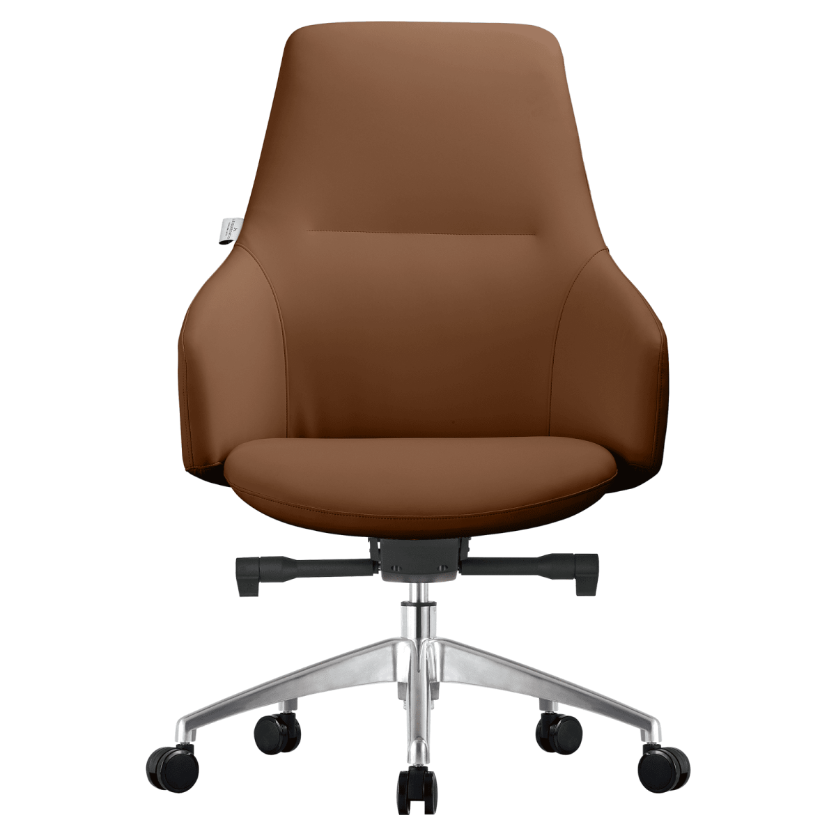 Celeste Office Chair in Upholstered Leather with Swivel and Tilt Waterfall Seat Design Dark Brown Office Chair Leisuremod