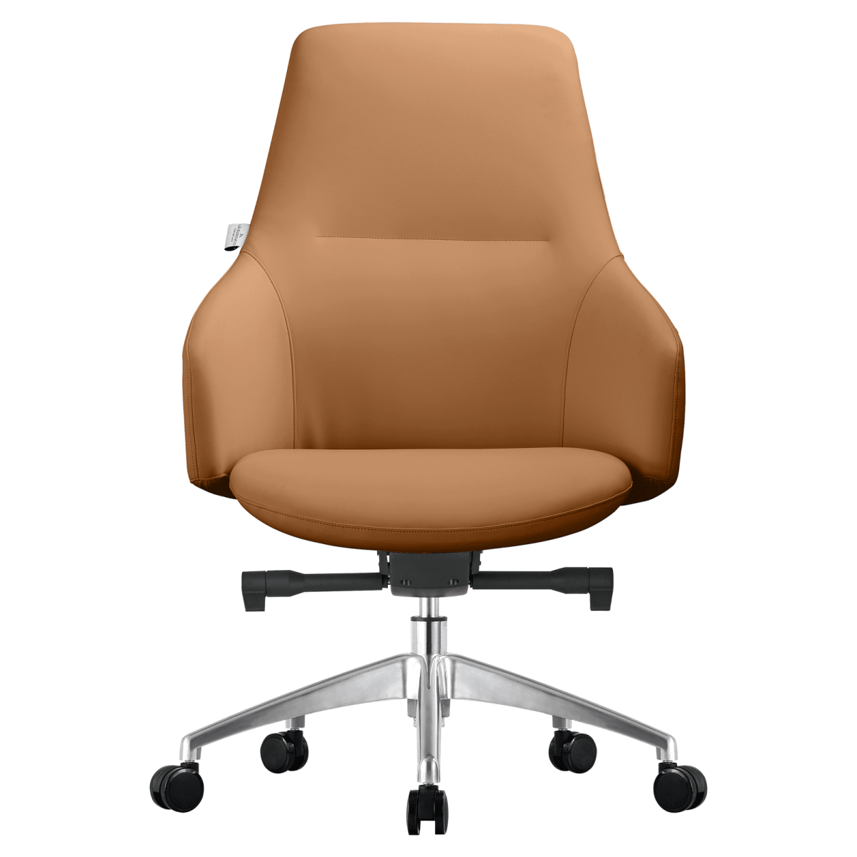 Celeste Office Chair in Upholstered Leather with Swivel and Tilt Waterfall Seat Design Acorn Brown Office Chair Leisuremod