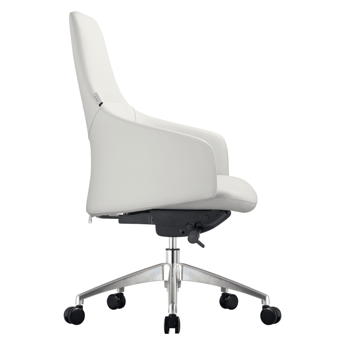 Celeste Office Chair in Upholstered Leather with Swivel and Tilt Waterfall Seat Design White Office Chair Leisuremod