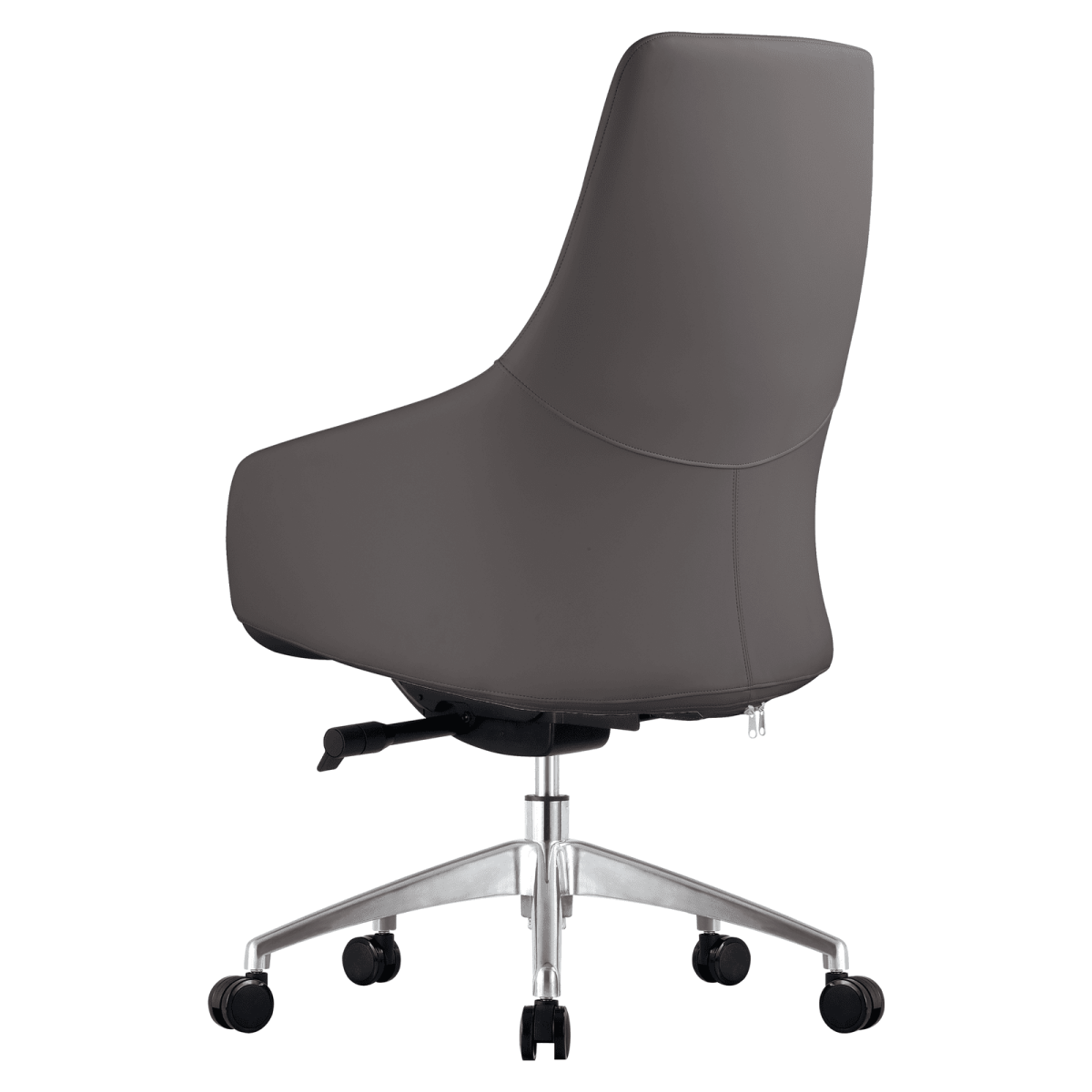 Celeste Office Chair in Upholstered Leather with Swivel and Tilt Waterfall Seat Design Grey Office Chair Leisuremod