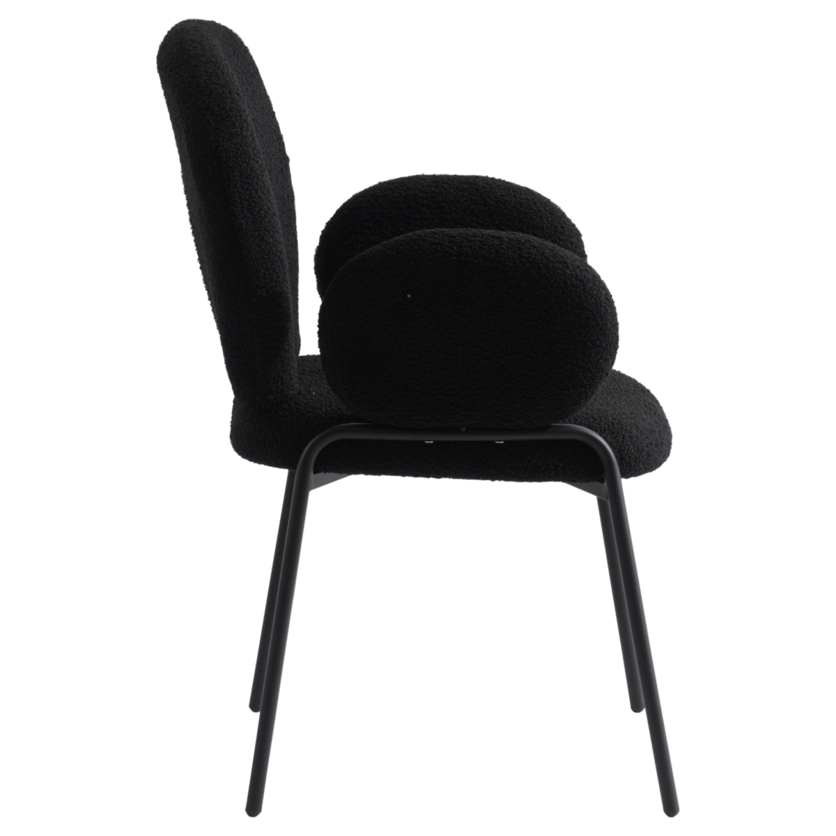 Celestial Modern Boucle Dining Side Chair with Black/White Powder Coated Iron Frame Black With Arm Black Dining Chair Leisuremod