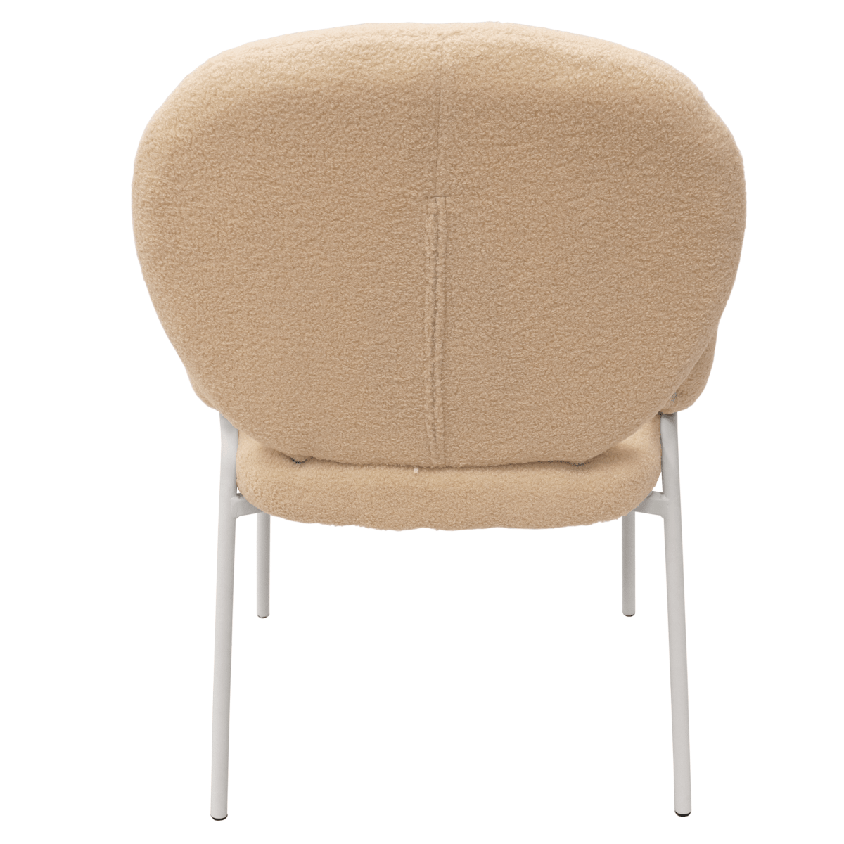 Celestial Modern Boucle Dining Side Chair with Black/White Powder Coated Iron Frame White With Arm Beige Dining Chair Leisuremod