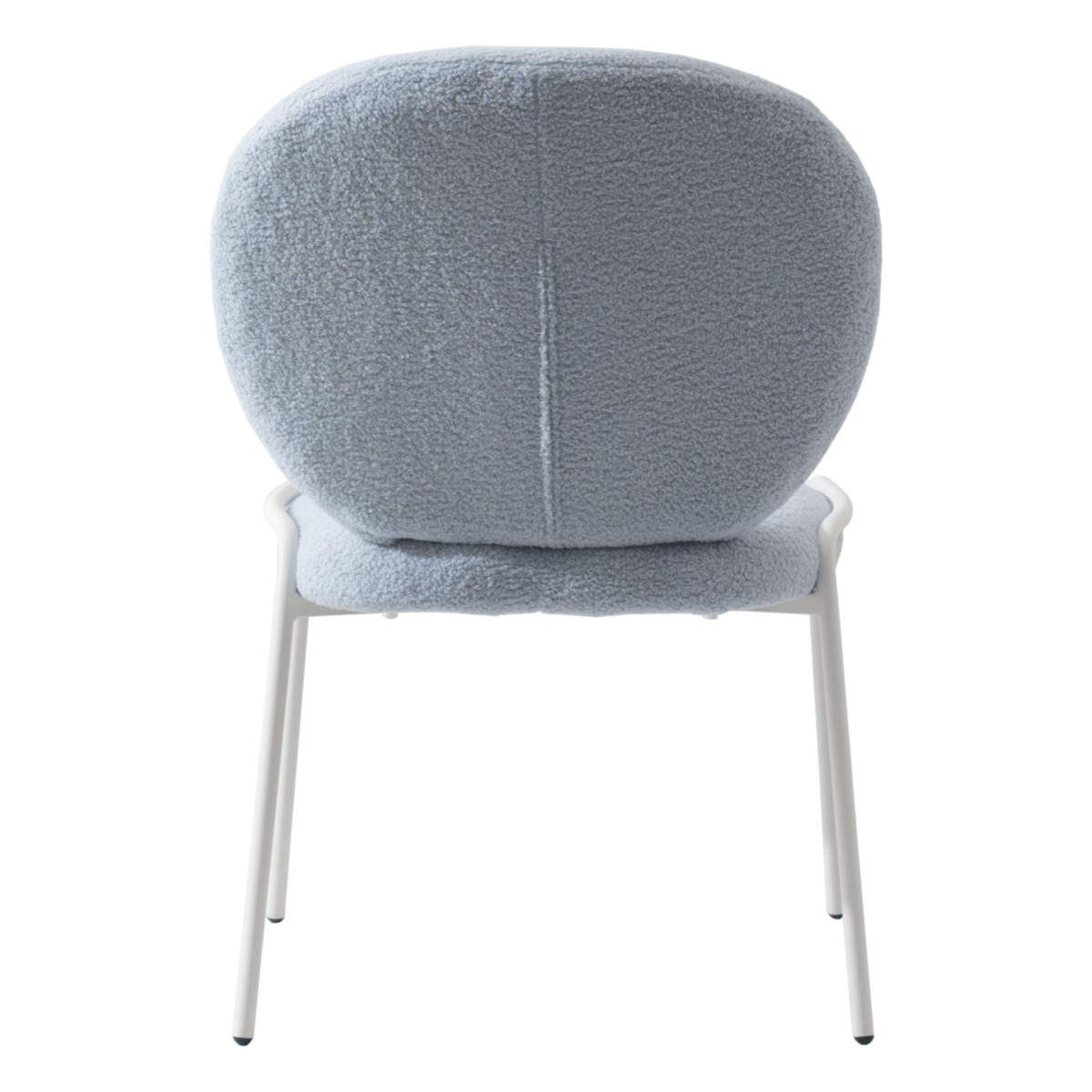 Celestial Modern Boucle Dining Side Chair with Black/White Powder Coated Iron Frame White Armless Blue Dining Chair Leisuremod