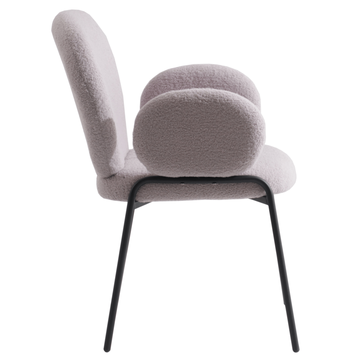 Celestial Modern Boucle Dining Side Chair with Black/White Powder Coated Iron Frame Black With Arm Grey Dining Chair Leisuremod