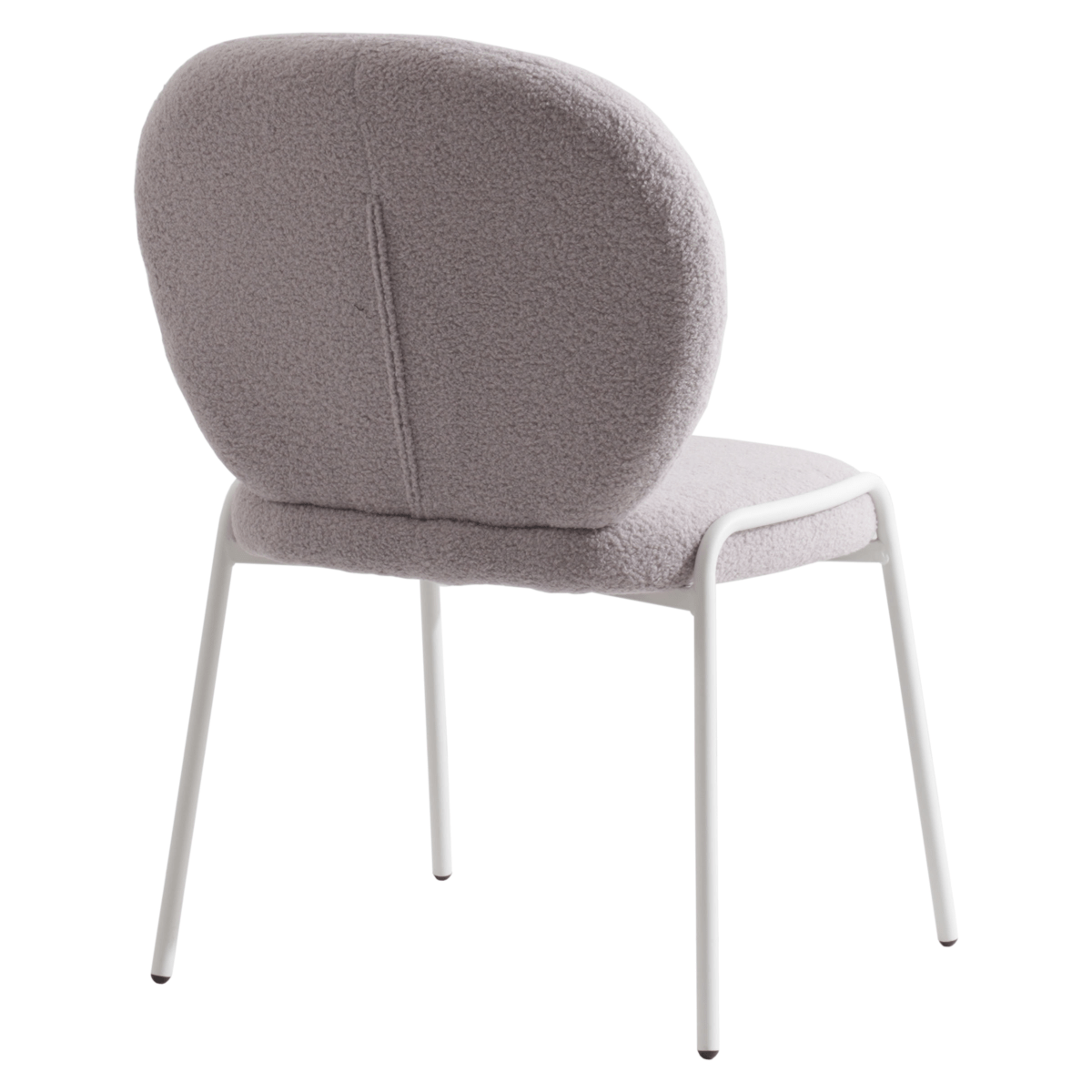 Celestial Modern Boucle Dining Side Chair with Black/White Powder Coated Iron Frame White Armless Grey Dining Chair Leisuremod