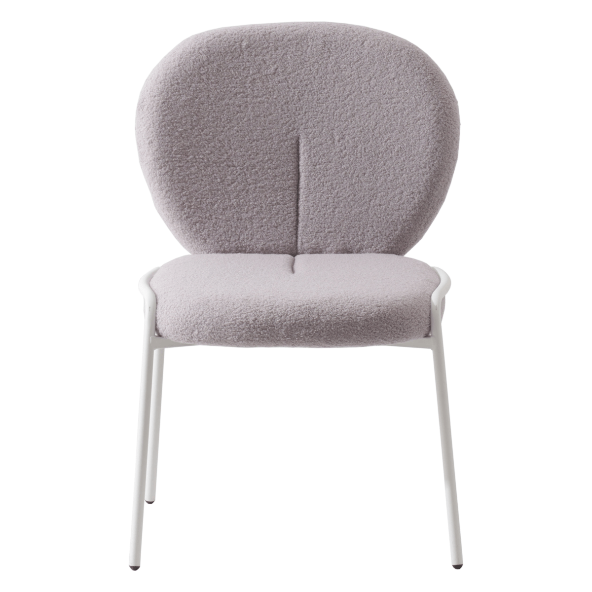 Celestial Modern Boucle Dining Side Chair with Black/White Powder Coated Iron Frame White Armless Grey Dining Chair Leisuremod