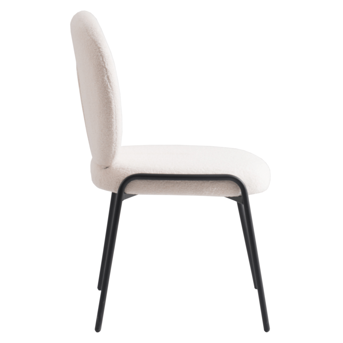 Celestial Modern Boucle Dining Side Chair with Black/White Powder Coated Iron Frame Black Armless White Dining Chair Leisuremod