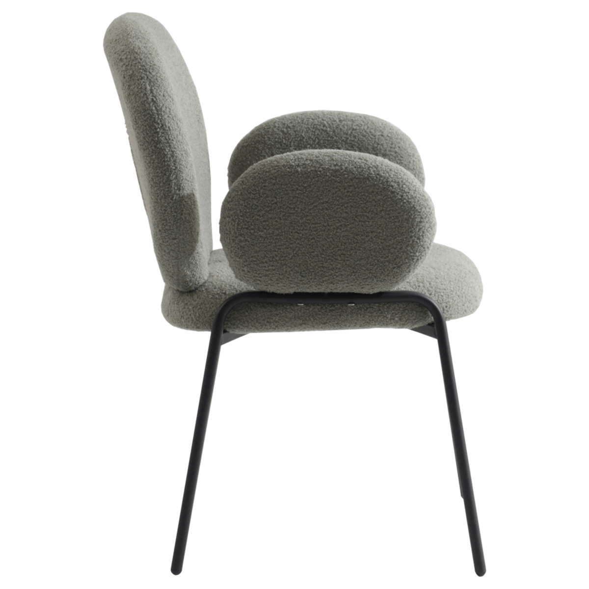 Celestial Modern Boucle Dining Side Chair with Black/White Powder Coated Iron Frame Black With Arm Green Dining Chair Leisuremod