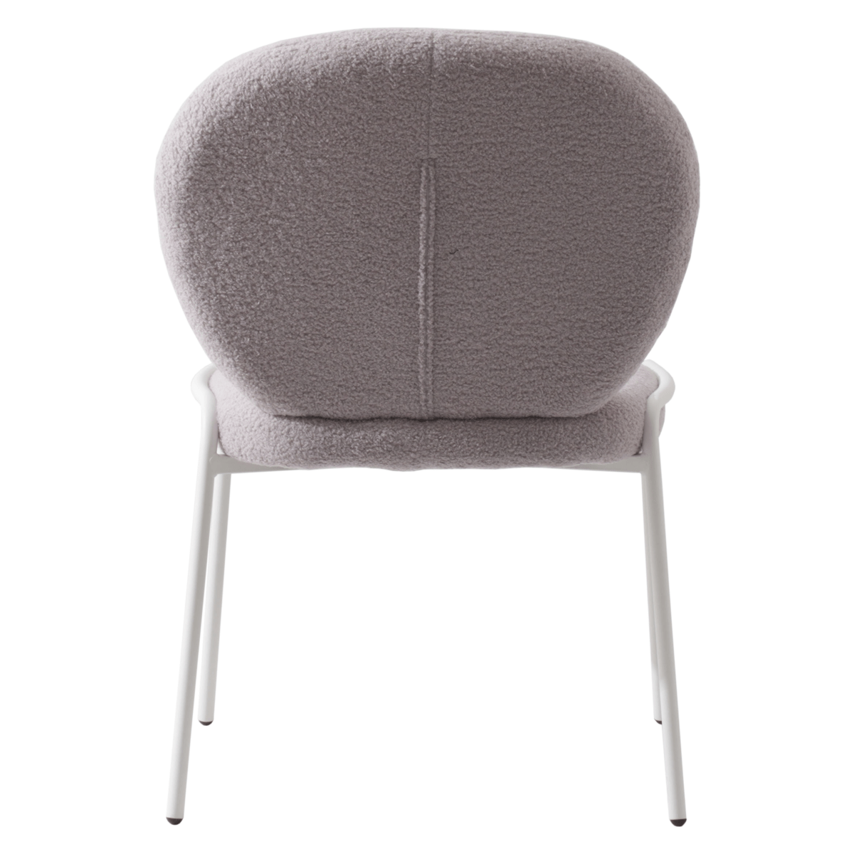 Celestial Modern Boucle Dining Side Chair with Black/White Powder Coated Iron Frame White Armless Grey Dining Chair Leisuremod